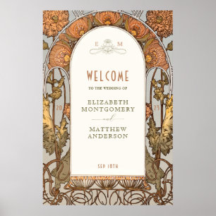 Välkomstskylt Bröllop Vintage Art nouveau från Muc Poster