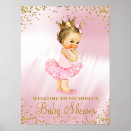 Välkomstskylt Brunette för princess Tutu Baby Show Poster