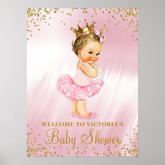 Välkomstskylt Brunette för princess Tutu Baby Show Poster (Framsidan)