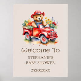 Välkomstskylt Cute Teddy Locally Grown Baby Shower Poster