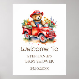 Välkomstskylt Cute Teddy Locally Grown Baby Shower Poster