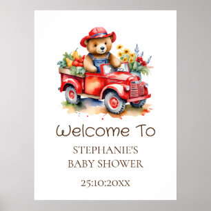 Välkomstskylt Cute Teddy Locally Grown Baby Shower Poster