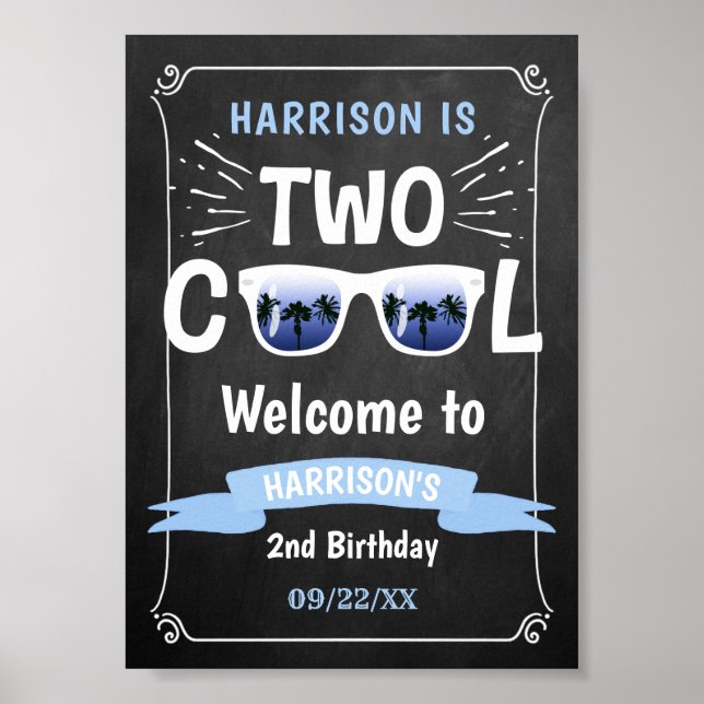 Välkomstskylt för 2-årsfirande för Two Cool Chalkb Poster (Framsidan)