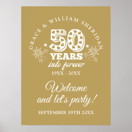 Välkomstskylt för 50-årsjubileum i guld poster
