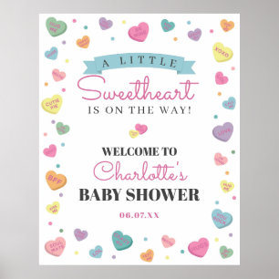 Välkomstskylt för älskling i babykläder poster
