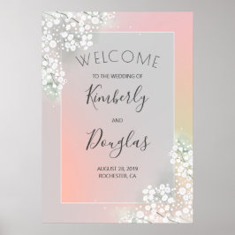 Välkomstskylt för  andning i Rosa Bröllop Poster