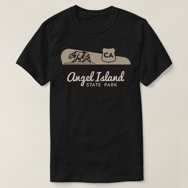 Välkomstskylt för Angel Island State Park Californ T Shirt (Design framsida)