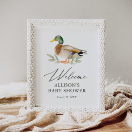 Välkomstskylt för anka Baby Shower Poster