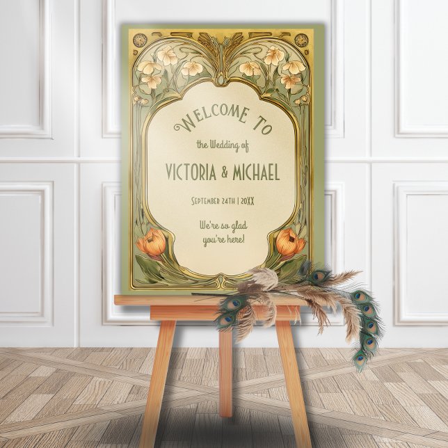Välkomstskylt för art nouveau Blommigt i Bröllop Poster (Skapare uppladdad)