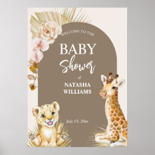 Välkomstskylt för baby djur brunbabydusch poster