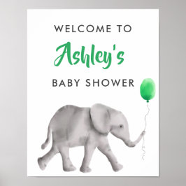 Välkomstskylt för baby Elephant Baby Shower Poster