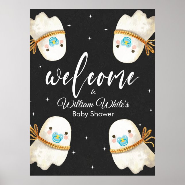 Välkomstskylt för baby Ghost Halloween Fall Baby S Poster (Framsidan)