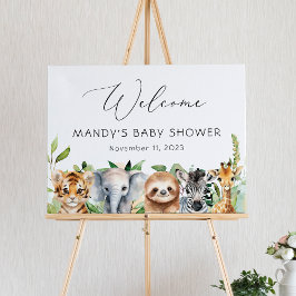 Välkomstskylt för baby-jungle Animals Baby Shower Poster