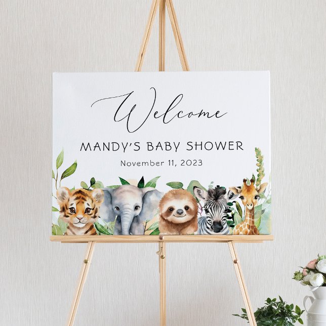 Välkomstskylt för baby-jungle Animals Baby Shower Poster (Skapare uppladdad)