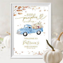 Välkomstskylt för baby shower för pojke med pumpa poster