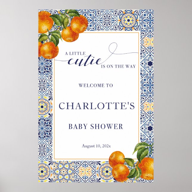 Välkomstskylt för baby shower "Lilla söta baby" Poster (Framsidan)