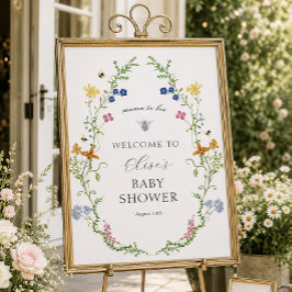 Välkomstskylt för baby shower med fantasifull vild poster