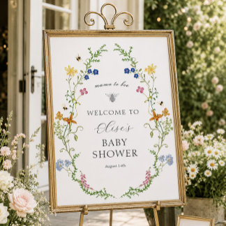 Välkomstskylt för baby shower med fantasifull vild poster