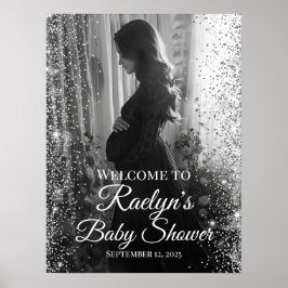 Välkomstskylt för baby shower med foto poster