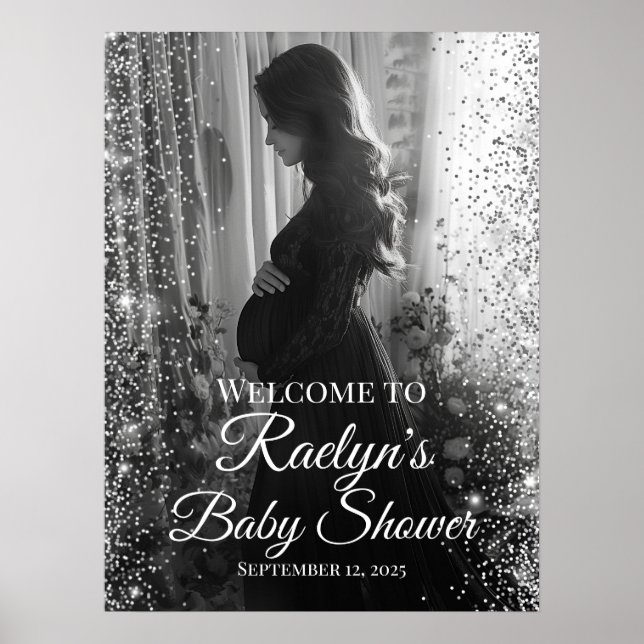 Välkomstskylt för baby shower med foto poster (Framsidan)