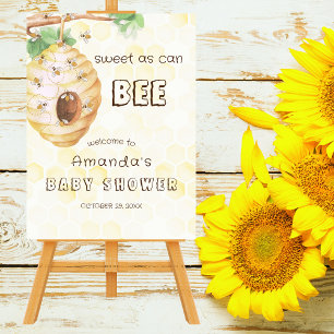 Välkomstskylt för baby shower med honungsbi poster