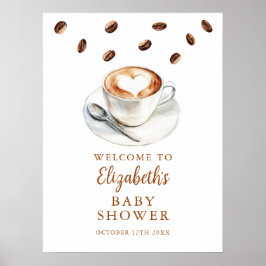 Välkomstskylt för baby shower med kaffebryggning poster