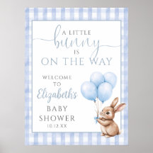 Välkomstskylt för baby shower med Lille Kanin Blå