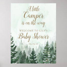 Välkomstskylt för baby shower med litet camping-pi poster