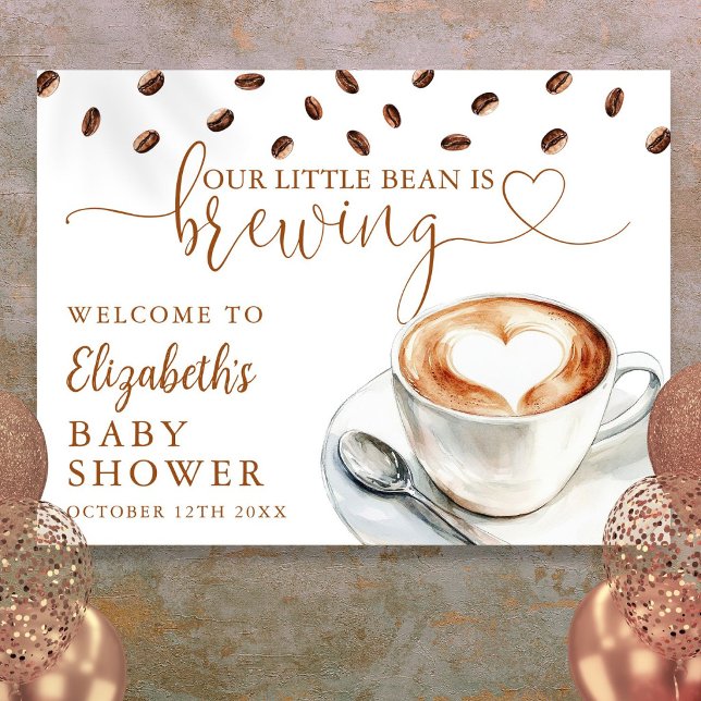 Välkomstskylt för baby shower med Little Bean Coff Poster (Little Bean Coffee Baby Shower Welcome Sign)