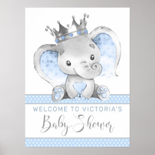 Välkomstskylt för baby shower med pojke elefant pr poster
