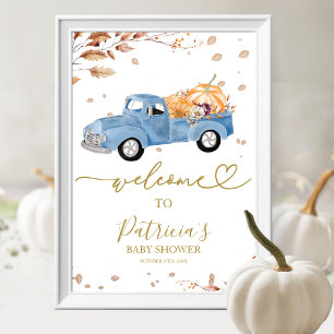 Välkomstskylt för Baby Shower med Pumpa Hösttema Poster