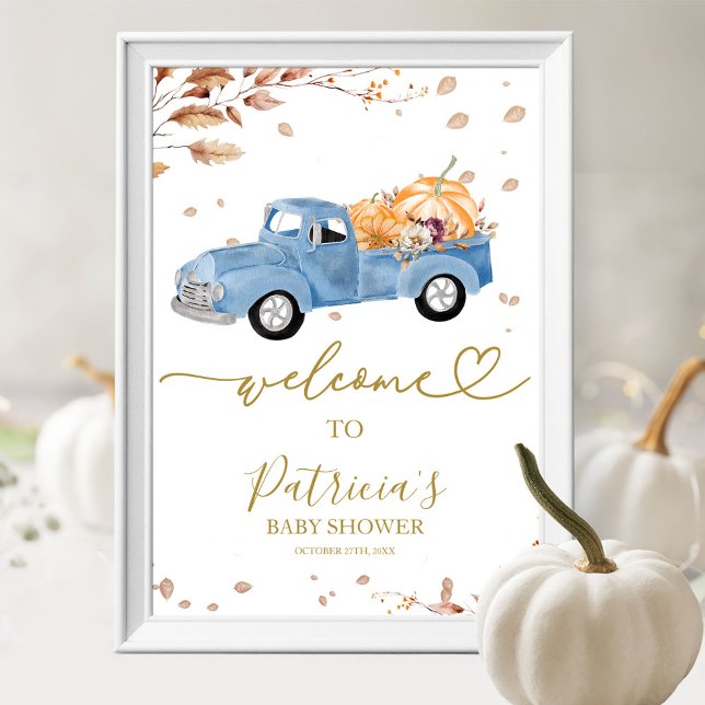 Välkomstskylt för Baby Shower med Pumpa Hösttema Poster (Skapare uppladdad)
