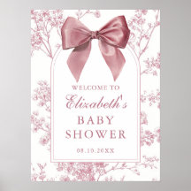 Välkomstskylt för baby shower med rosa rosett