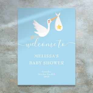 Välkomstskylt för baby shower med speciell leveran poster