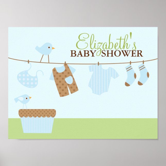 Välkomstskylt för baby shower med tvätt poster (Framsidan)