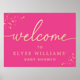 Välkomstskylt för baby shower med varmt rosa guldt poster