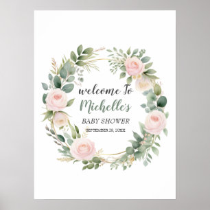 Välkomstskylt för baby shower med vattenfärg och g poster