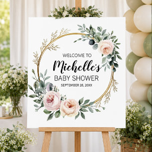 Välkomstskylt för baby shower med vattenfärg och g poster