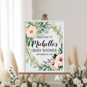 Välkomstskylt för baby shower med vattenfärg och g poster