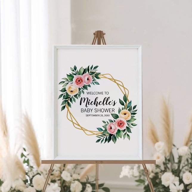 Välkomstskylt för baby shower med vattenfärg och g poster (Skapare uppladdad)