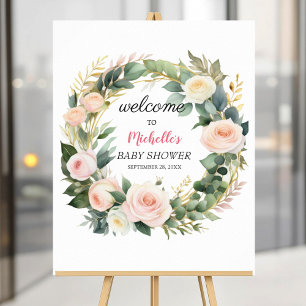 Välkomstskylt för baby shower med vattenfärg och g poster