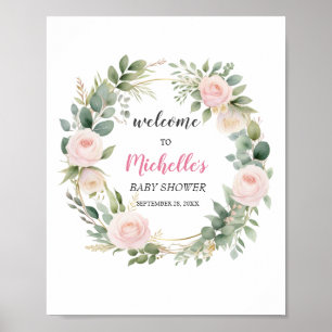 Välkomstskylt för baby shower med vattenfärg och g poster
