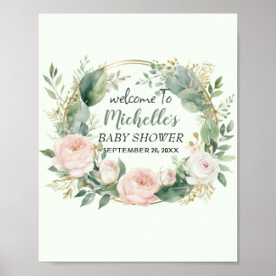 Välkomstskylt för baby shower med vattenfärg och g poster