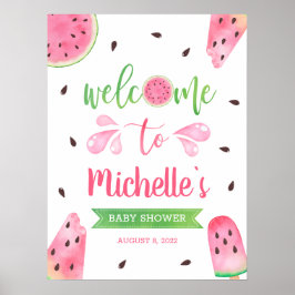 Välkomstskylt för baby shower med vattenmelon poster