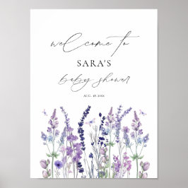 Välkomstskylt för baby shower med vilda blommor poster