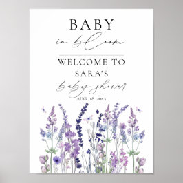 Välkomstskylt för baby shower med vilda blommor poster