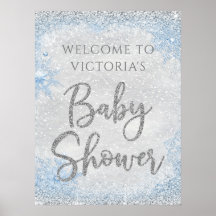 Välkomstskylt för baby shower med vintervondertema