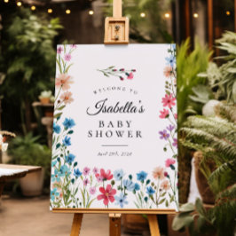 Välkomstskylt för Baby Wildblomma Blommigt Baby Sh Poster