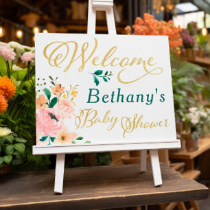 Välkomstskylt för Baby Wildblomma Blommigt Baby Sh Poster