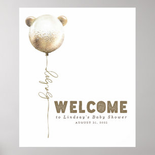 Välkomstskylt för babybabyskor för nalle poster
